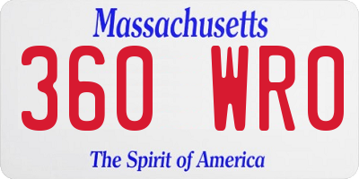 MA license plate 360WR0