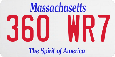 MA license plate 360WR7