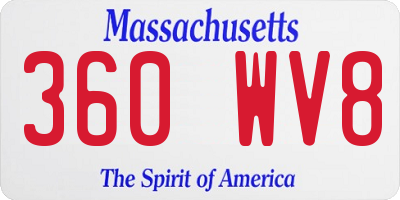 MA license plate 360WV8