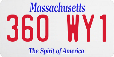 MA license plate 360WY1