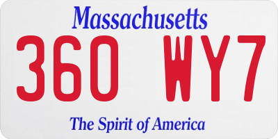 MA license plate 360WY7