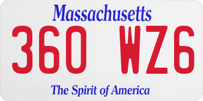 MA license plate 360WZ6