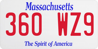 MA license plate 360WZ9
