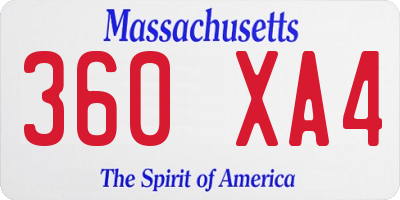 MA license plate 360XA4