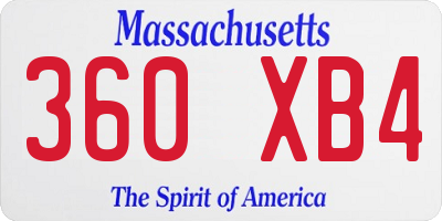 MA license plate 360XB4