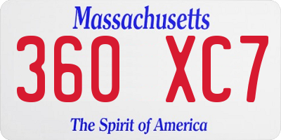 MA license plate 360XC7