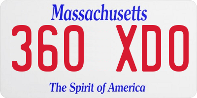 MA license plate 360XD0