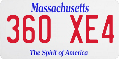 MA license plate 360XE4