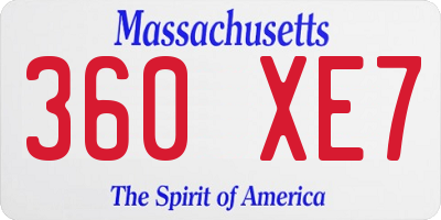 MA license plate 360XE7
