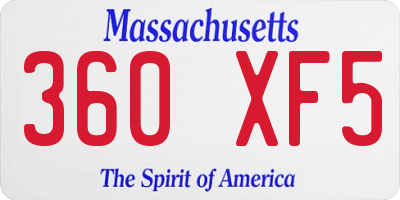 MA license plate 360XF5
