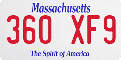 MA license plate 360XF9