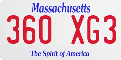 MA license plate 360XG3