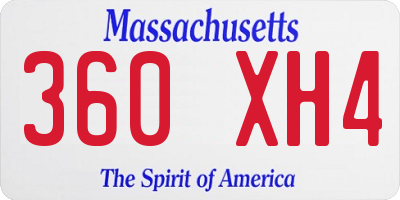 MA license plate 360XH4