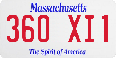 MA license plate 360XI1