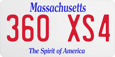 MA license plate 360XS4