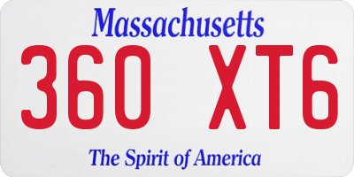 MA license plate 360XT6