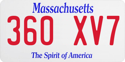 MA license plate 360XV7