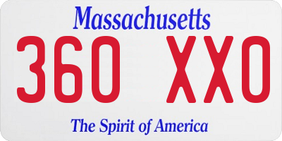 MA license plate 360XX0