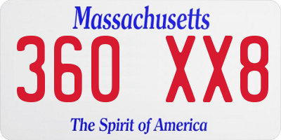 MA license plate 360XX8