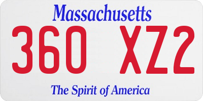 MA license plate 360XZ2