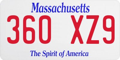 MA license plate 360XZ9