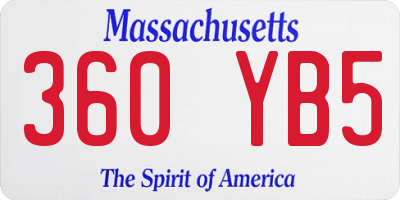 MA license plate 360YB5