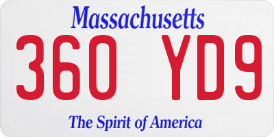 MA license plate 360YD9