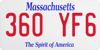 MA license plate 360YF6