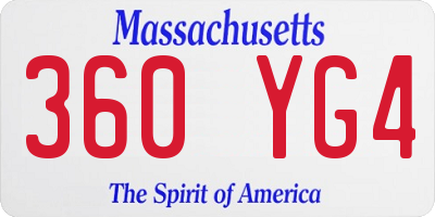 MA license plate 360YG4