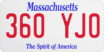 MA license plate 360YJ0