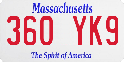 MA license plate 360YK9