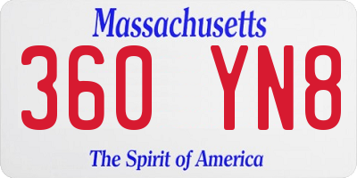 MA license plate 360YN8