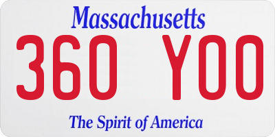MA license plate 360YO0