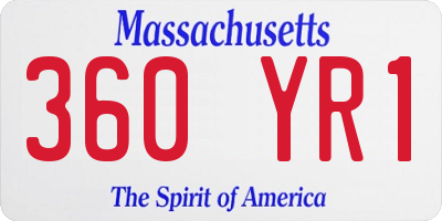 MA license plate 360YR1