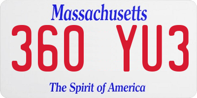 MA license plate 360YU3