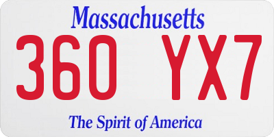 MA license plate 360YX7