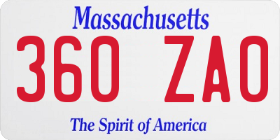 MA license plate 360ZA0