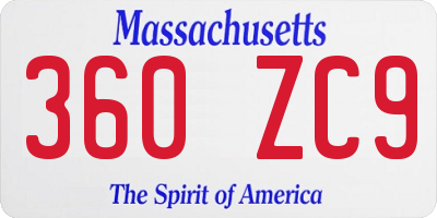 MA license plate 360ZC9