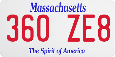 MA license plate 360ZE8
