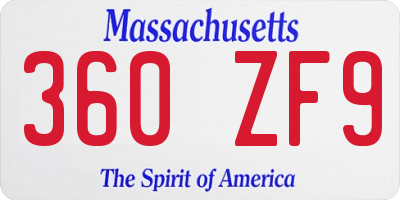 MA license plate 360ZF9