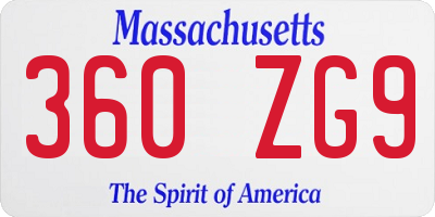 MA license plate 360ZG9