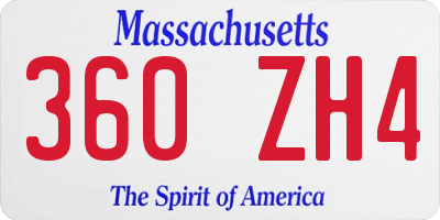 MA license plate 360ZH4