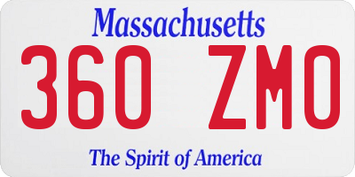 MA license plate 360ZM0