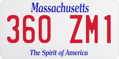 MA license plate 360ZM1