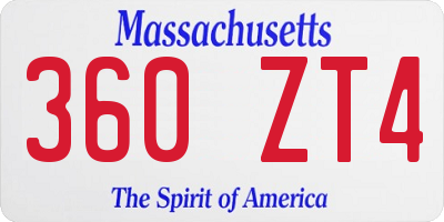 MA license plate 360ZT4