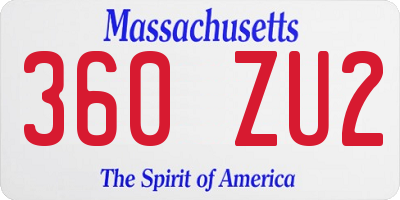MA license plate 360ZU2