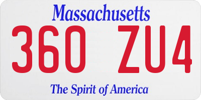 MA license plate 360ZU4