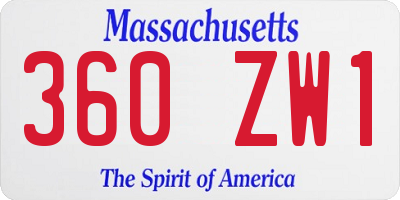 MA license plate 360ZW1