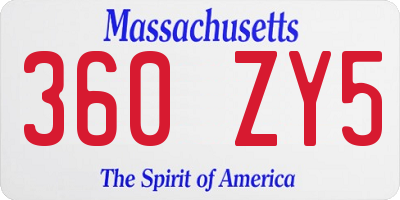 MA license plate 360ZY5