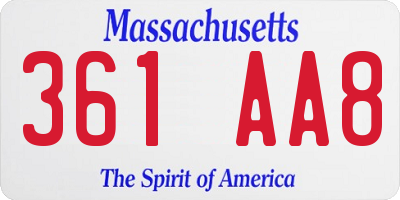 MA license plate 361AA8